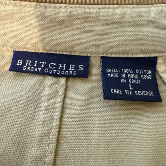 VTG Britches Great Outdoors Duster Jacket Mens Large Trench Khaki Button Cotton - Picture 3 of 13